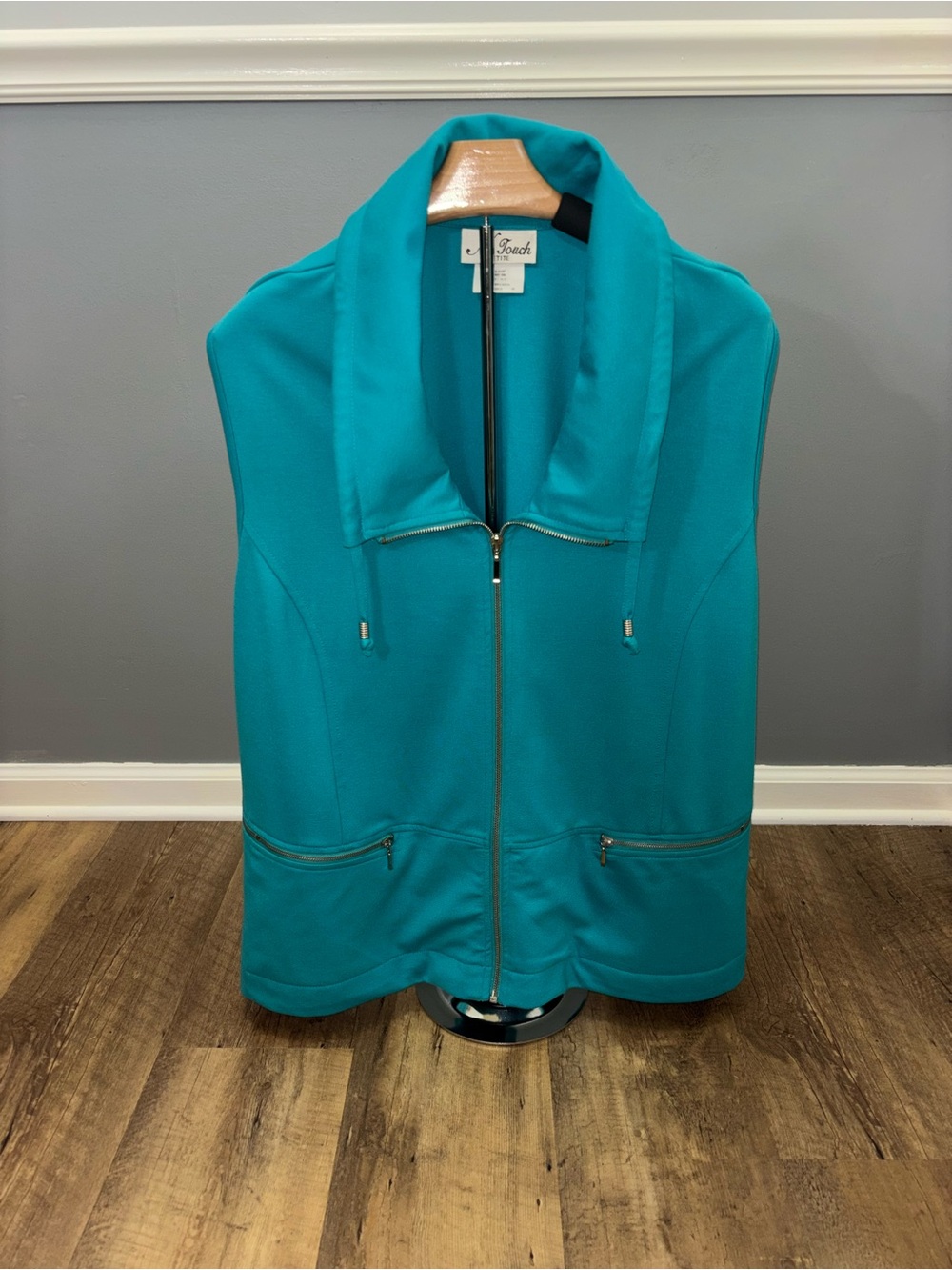 Essential Teal Zip-Front Vest Jacket by N Touch